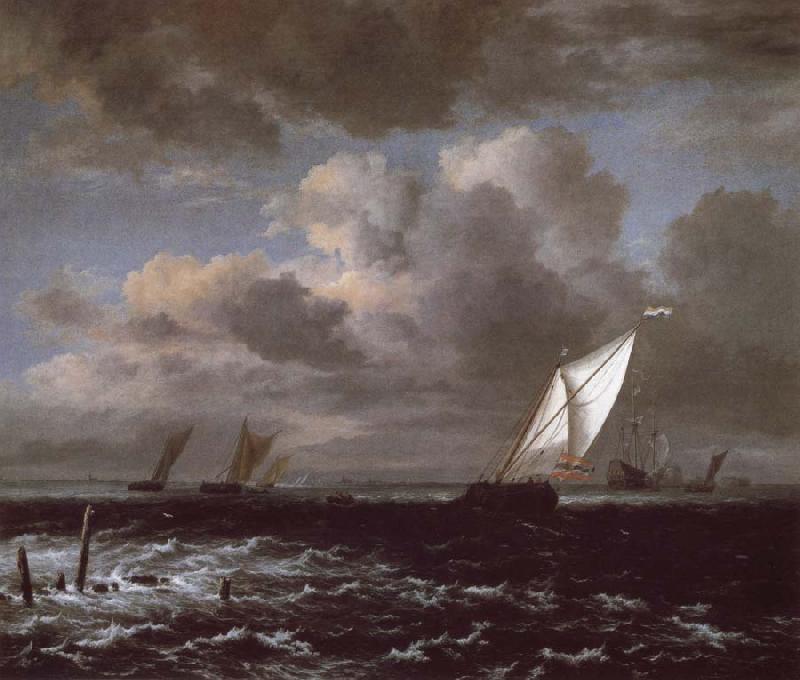 Jacob van Ruisdael Sailing vessels in a Fresh Breeze